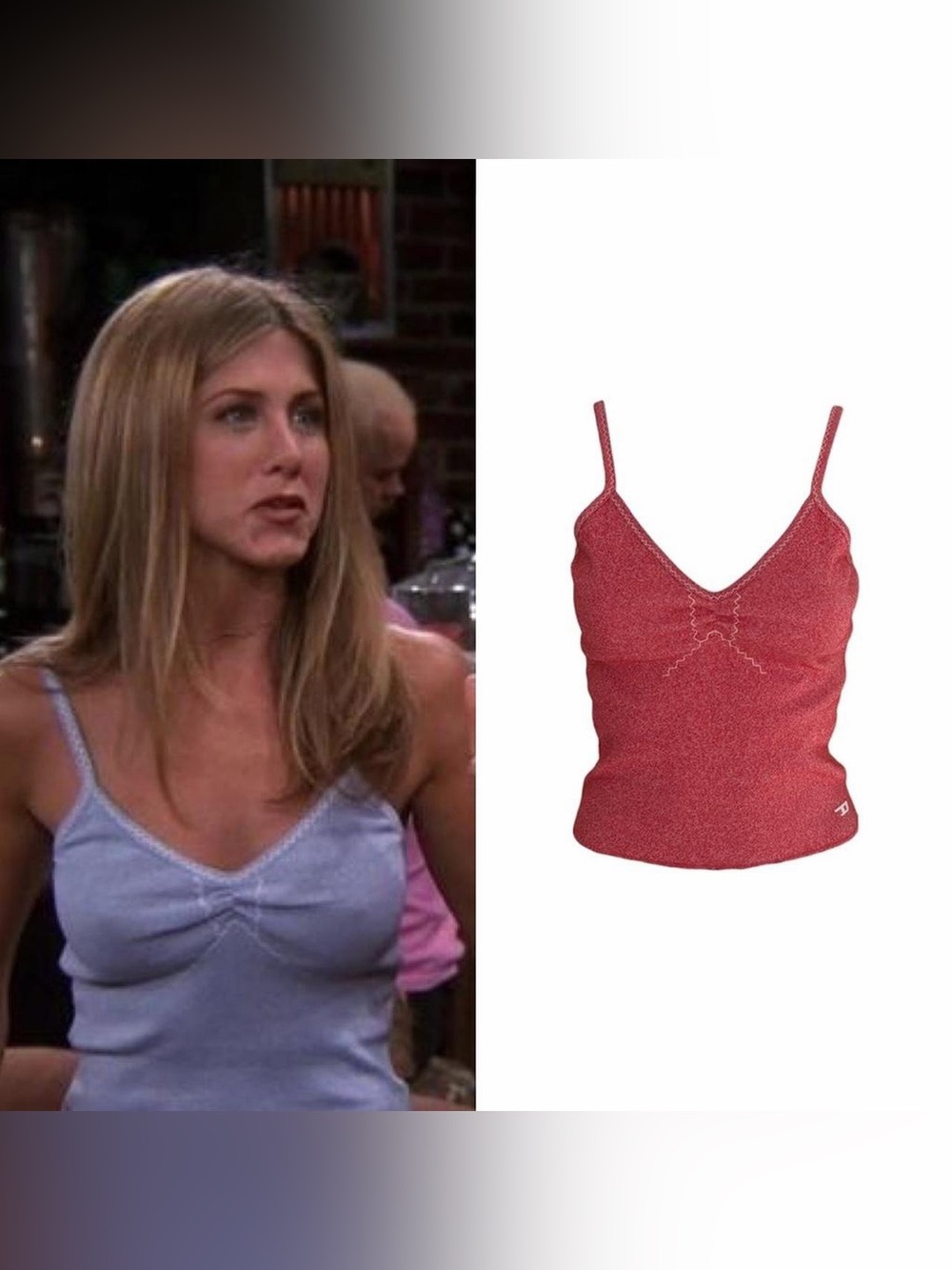 1990s Heather Knit Embroidered Tank Top As Seen On Rachel Green From Friends